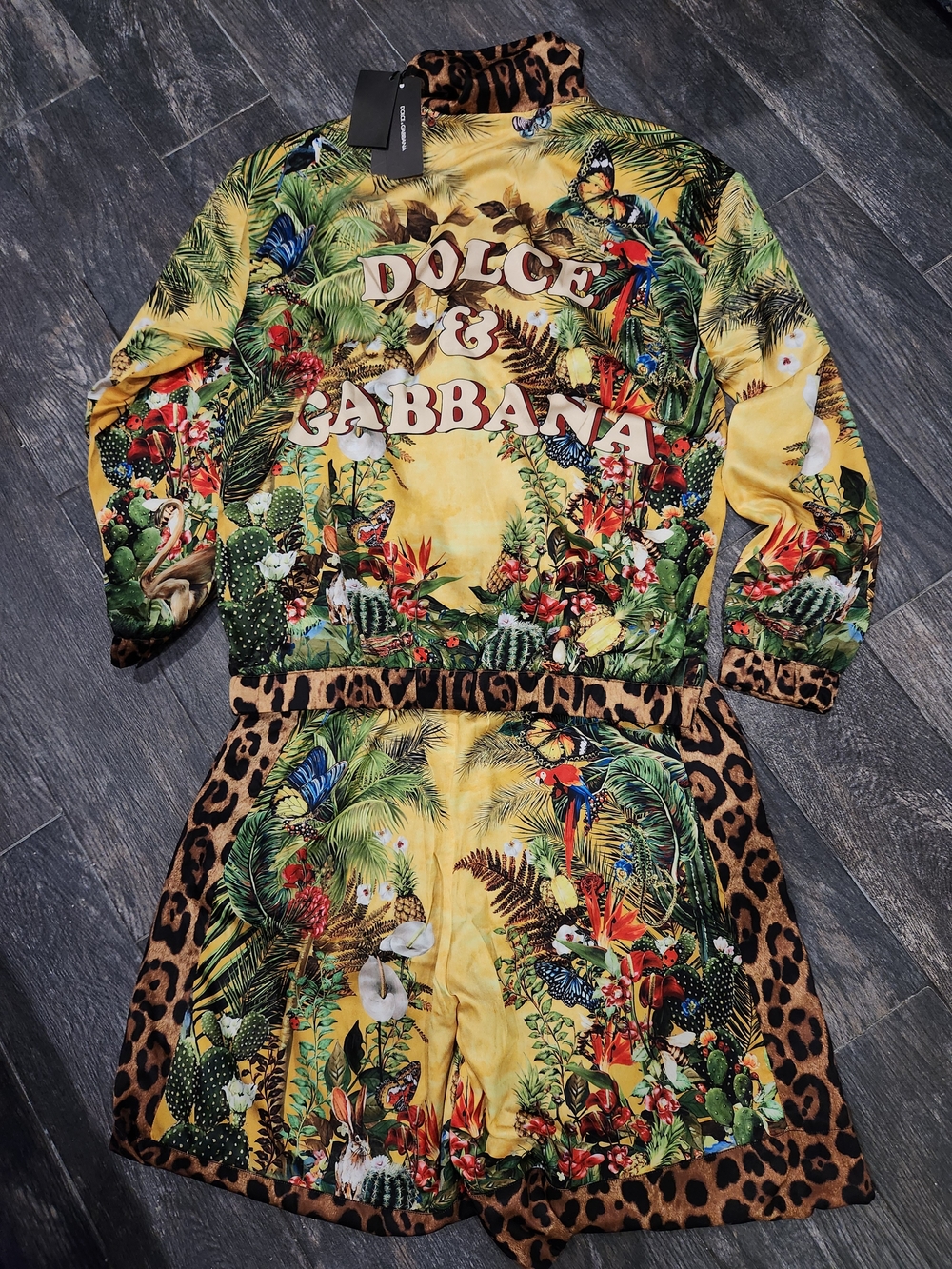 Dolce & Gabbana Tropical Leopard Print Two-Piece Set - Yellow